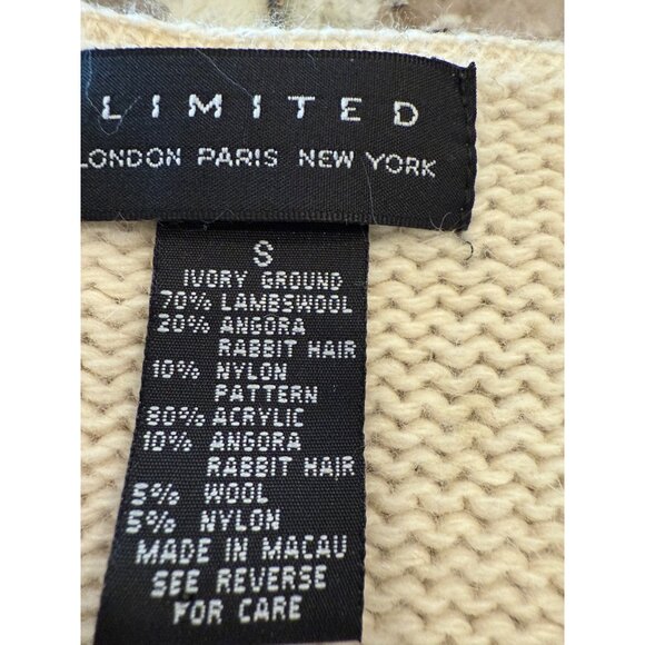 VTG 90 Limited Womens Argyle Sweater Vest S Ivory Pastel Lambswool blend preppy - Picture 4 of 10